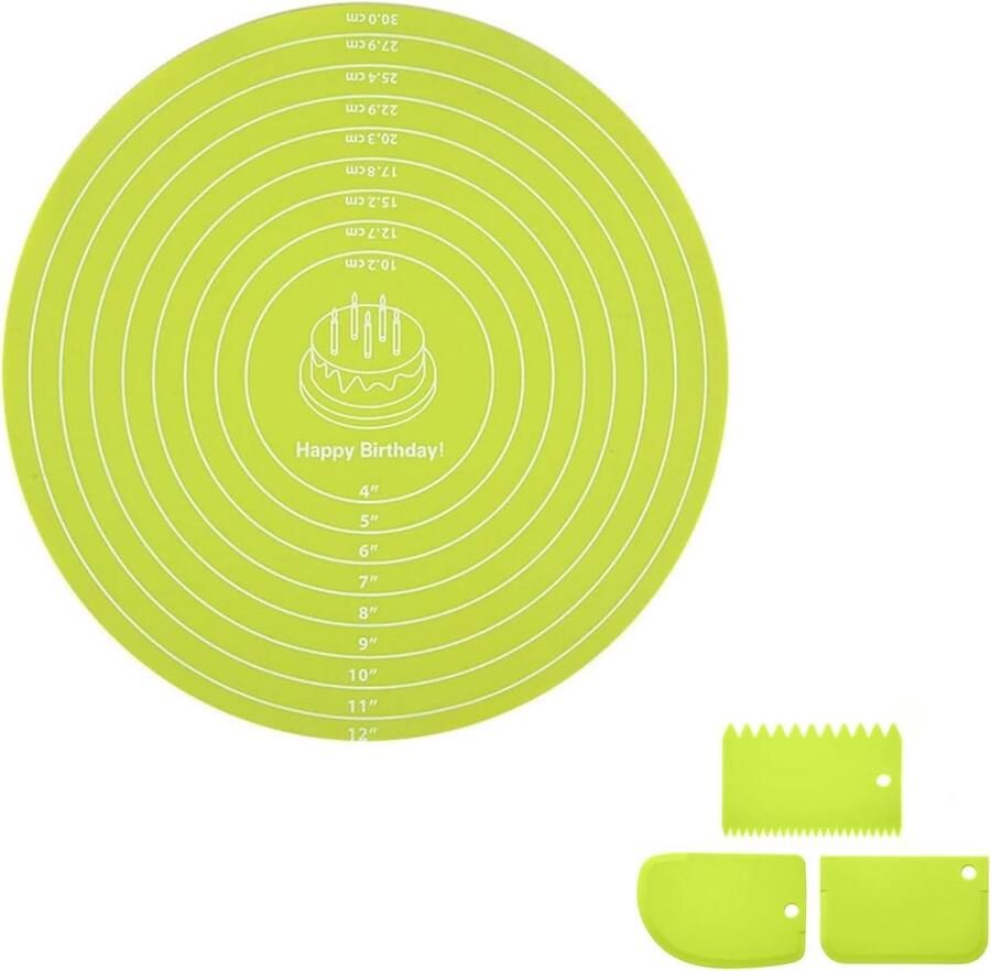 Antislip Bakmat voor Cake Draaitafel Hittebestendige Silicone Bakplaat met Meetbord 30cm
