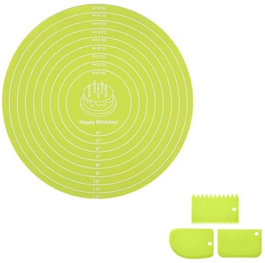 Antislip Bakmat voor Cake Draaitafel Hittebestendige Silicone Bakplaat met Meetbord 30cm