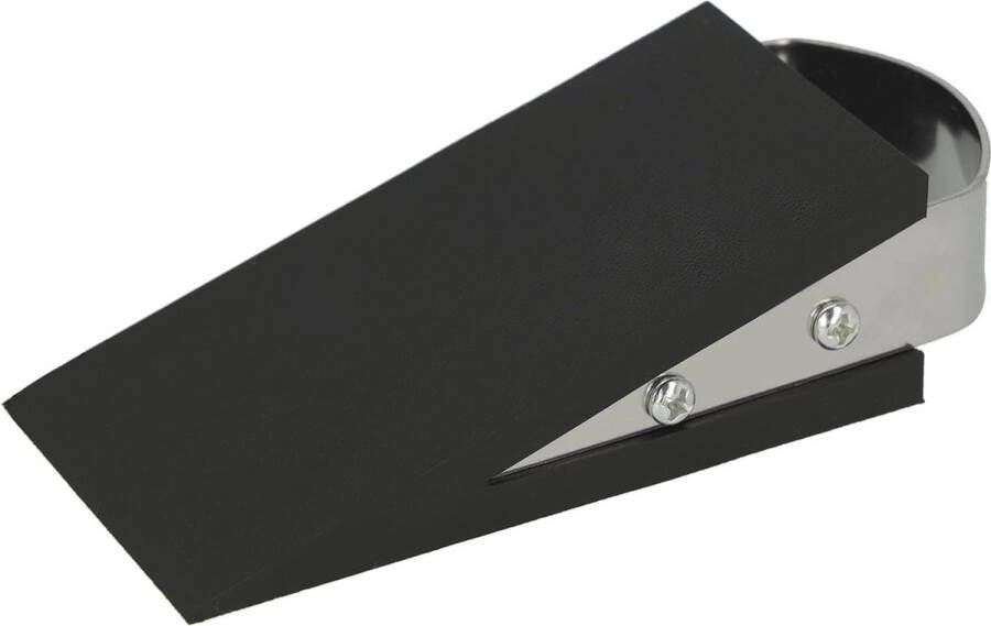 Antislip Rubber Deurstopper met Roestvrijstalen Handgreep 12x5x3 cm Zwart