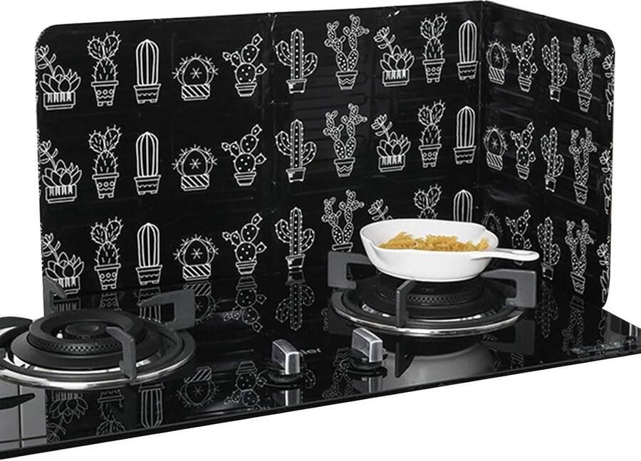 Antispat Scherm Oliespat Beschermer Schoon Koken Opvouwbaar Ontwerp 32.5x84 cm Zwart