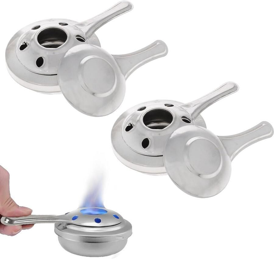 AONAYO Fondue-branders 2 stuks alcoholbrandpasta mini-uitrusting brandpasta roestvrij staal brandpasta voor warmhoudcontainers geschikt voor outdoor camping picknick koken grillen