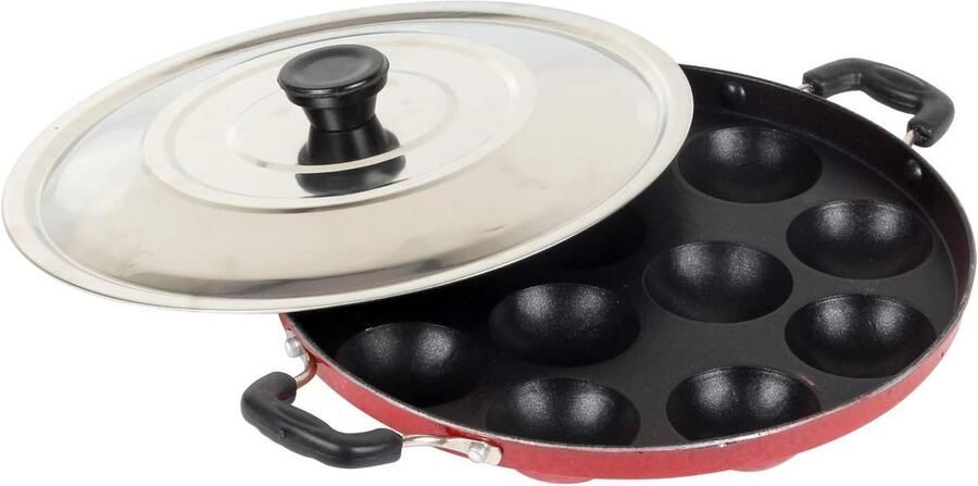 Appam Maker Poffertjes Pan Ontbijt Maken Non-stick Coating 12 Stuks Zwart