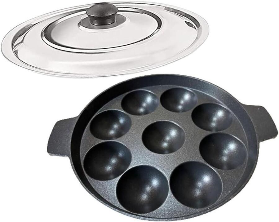 Appam Pan Appam Maker Klassieke Appams Maken Antiaanbaklaag 9 Pits Zwart