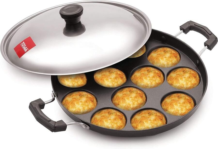Appam Patra Poffertjespan Ontbijt Maken Antiaanbaklaag 23 cm Zwart