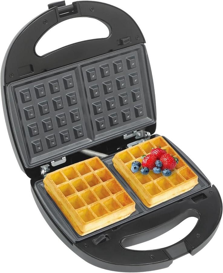 Apparaat Snackmaker Snacks Maken 6 Wisselbare Platen 22.5 cm Zwart