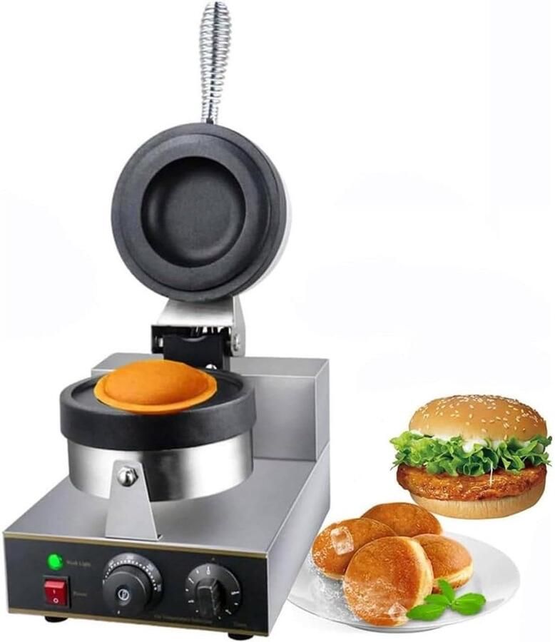 Apparaat voor Burgers Wafelijzer Snacks Maken Dubbelzijdig Verwarmen 38x28x25 cm Zilver