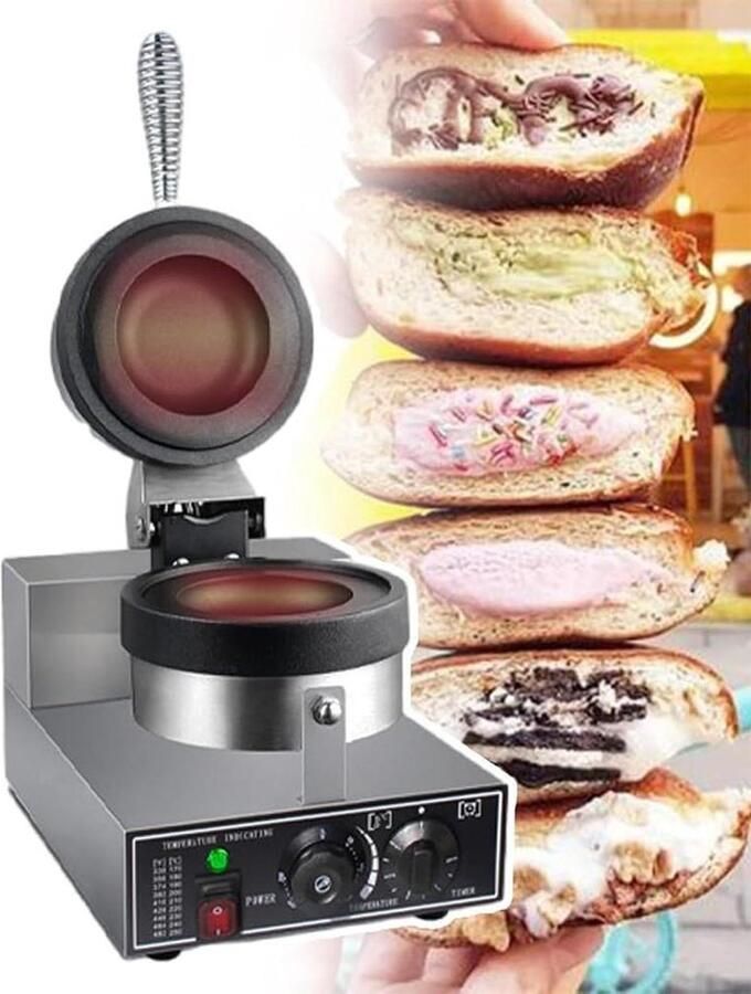 Apparaat voor Burgers Wafelijzer Thuis koken Antiaanbaklaag Instelbaar 50-300°C Zilverkleurig