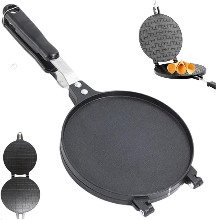 Apparaat voor Loempia's Wafelmaker Kegelmaker Desserts Maken Antiaanbaklaag 67 Inch Diameter Zwart
