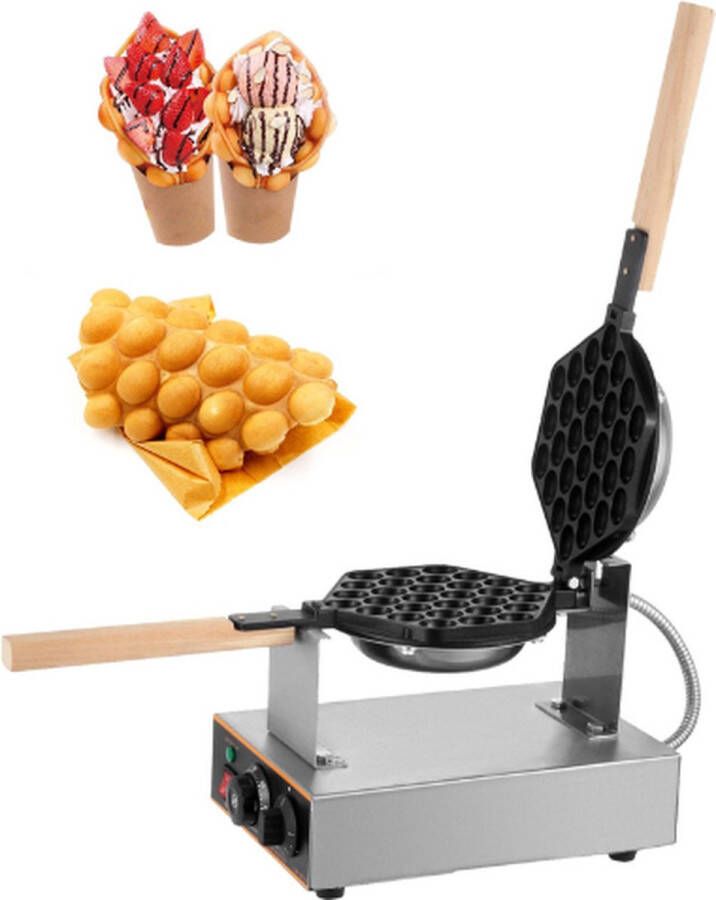 Ariqo Bubble Wafelijzer Bubbel Wafelmaker Waffle Wafel Ijzer Anti-aanbak 6kg 30 stuks 1400W 50-250°C