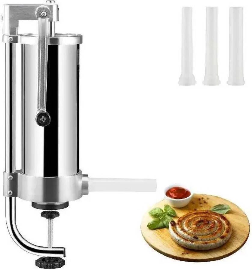 Ariqo Worstenmaker Worstvuller Worstmaker Worstenvuller Handmatig 3 Opzetstukken Verticaal 3L 15.3x16.9x52cm