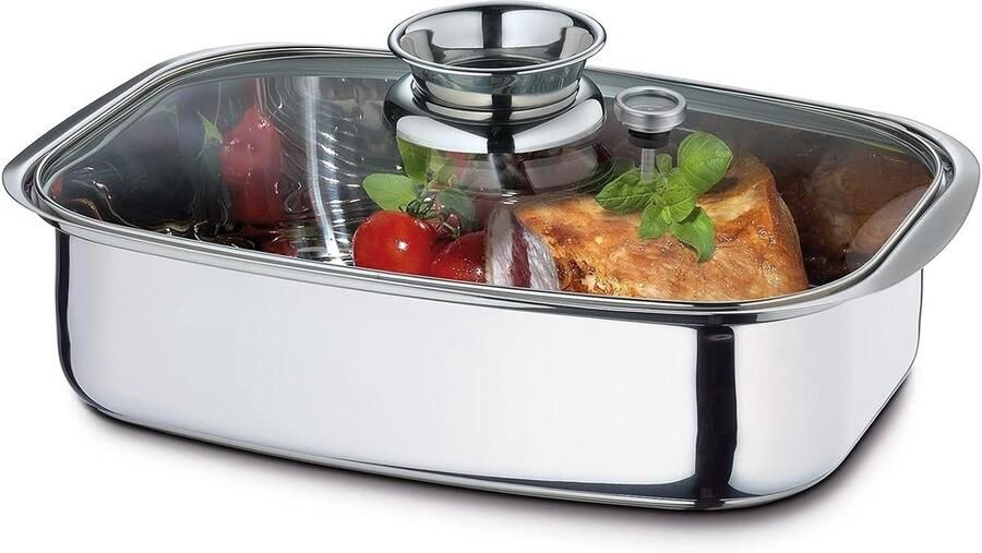 Aroma Braadpan Stoompan Koken en Stoven Met Aromea Knop 45 cm Zilver