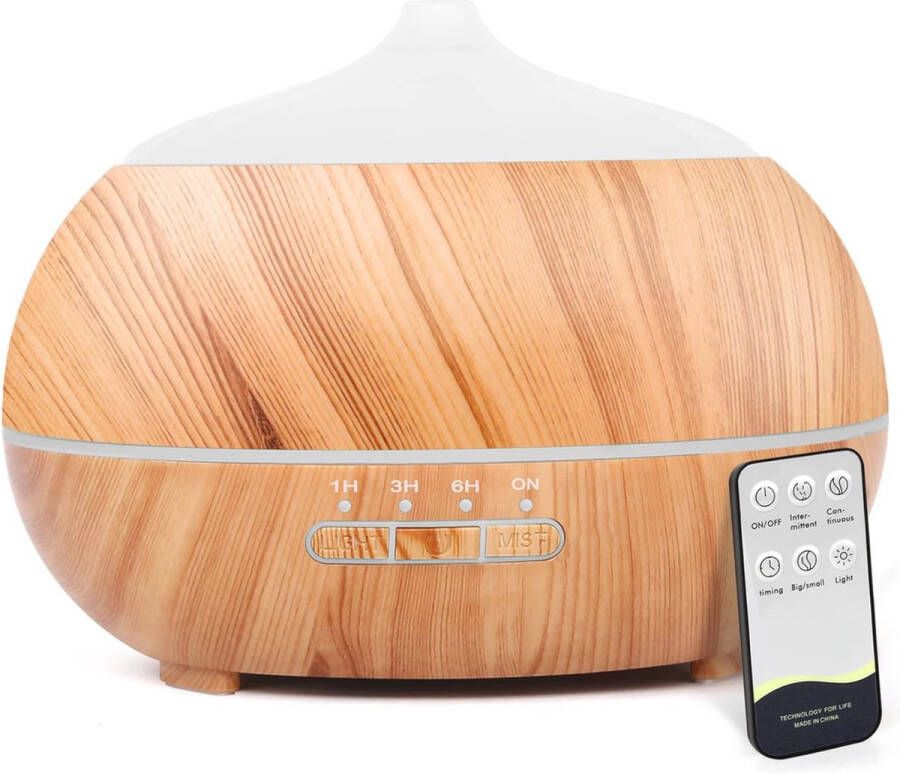 Aroma Diffuser en Luchtbevochtiger met Afstandsbediening 500 ml – Ultrasone Aromatherapie voor Grote Ruimtes