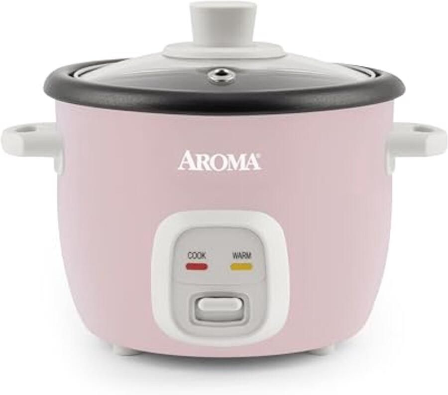Aroma Housewares 4-Cups (Cooked) 1Qt. Rice & Grain Cooker (ARC-302NGP) Pink