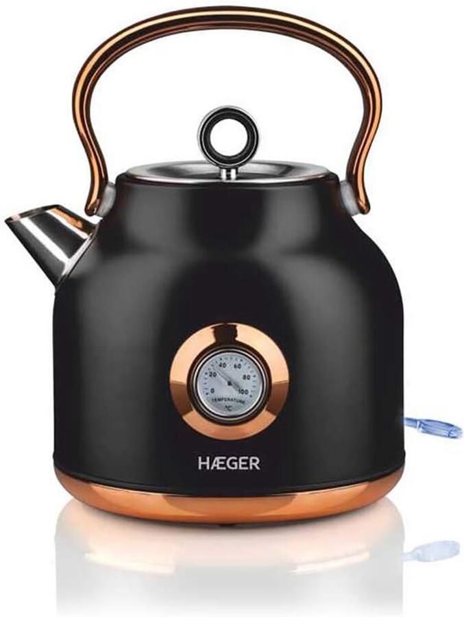 Art Deco Zwarte Elektrische Waterkoker 1 7L 2200W Draadloos & 360 Graden Draaibare Sokkel