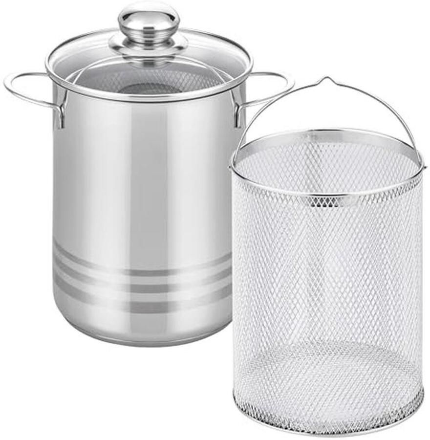 Aspergekoker RVS 4L met Glazen Deksel 16 cm