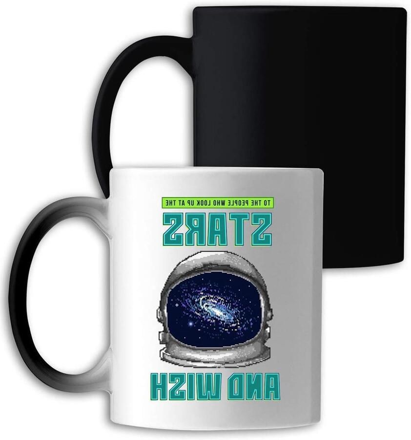 Astronauten Mok Magische Mok Koffie Drinken Kleuren Veranderend 11oz Zwart