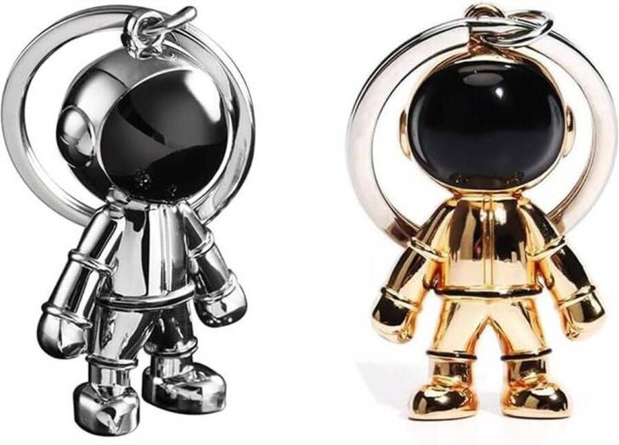 Astronautensleutelhanger robot metalen creatieve sleutelhanger rugzakhanger Valentijnsdagcadeau goud zilver 32 x 29 cm