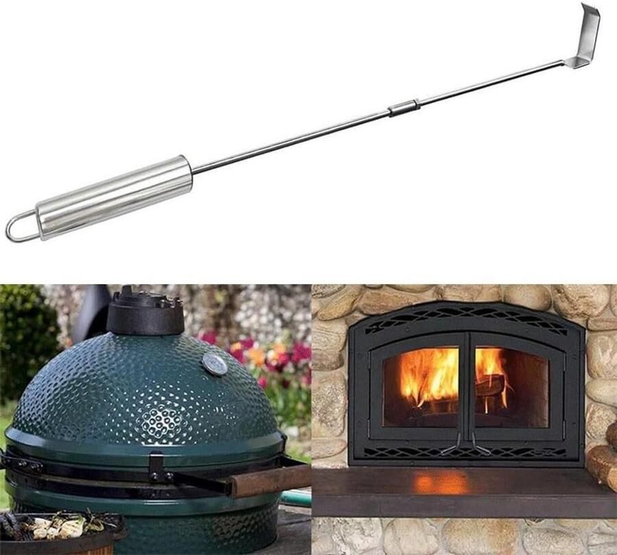 Asverwijderaar Grill Roestvrijstaal Reiniger Grill Onderhoud Naadloos Ontwerp 23 cm Lengte Zilver