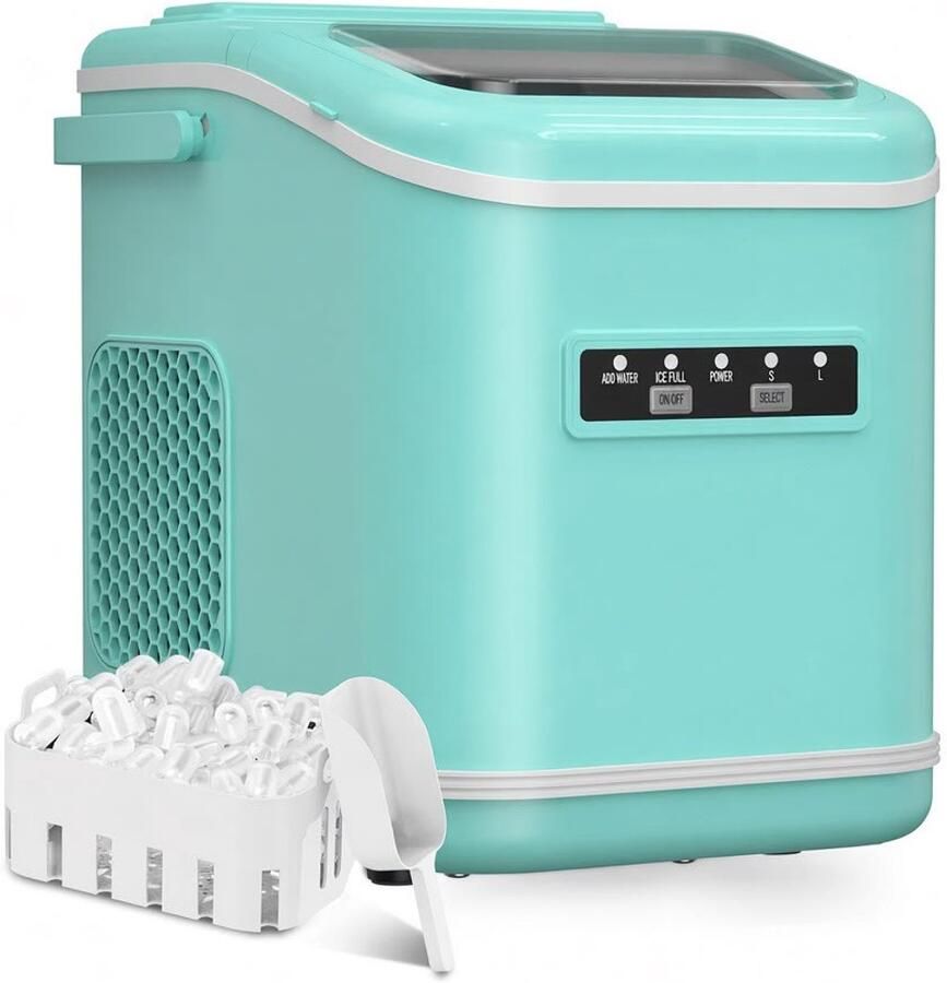 Atlasyx ijsblokjesmachine Ijsmachine Ijsmaker Ijsblokjesmakers Ijsblokjes maken 12 kg 24 Uur 1 4 L inhoud Mintgroen