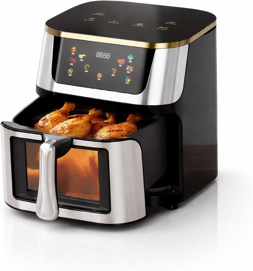 AURORAS-Airfryer 12L – Heteluchtfriteuse Oven met Kijkvenster – LED Touchscreen – Grote Capaciteit met Accessoires
