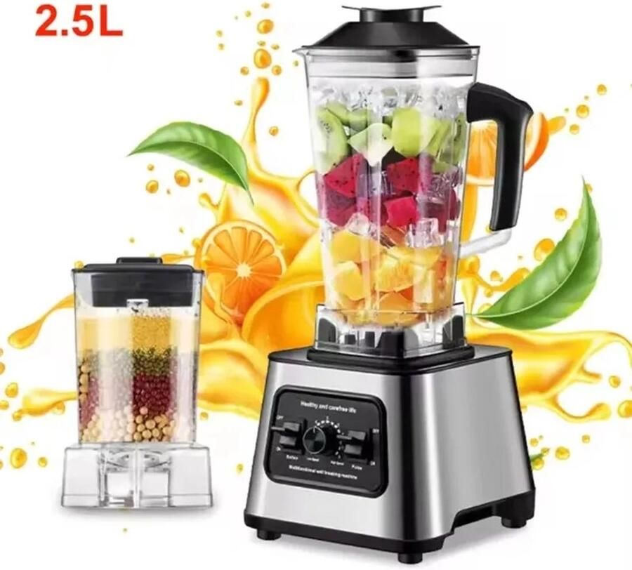AURORAS- PowerBlend 6000 Blender – 2.5L High Speed Smoothie Maker & Juicer – Krachtige Keukenmachine voor IJs Fruit & Noten