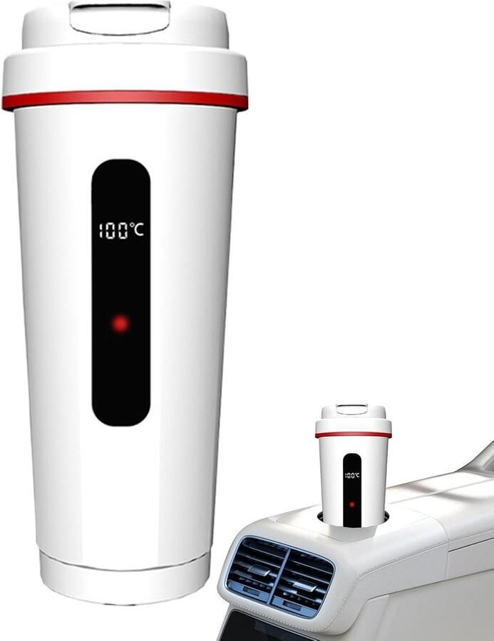 Auto Elektrische Waterkoker 12V 24V (500ml) met 4 Modus en Digitaal Scherm – Reiswaterkoker van RVS Lekvrij en Geschikt voor Auto & Vrachtwagen