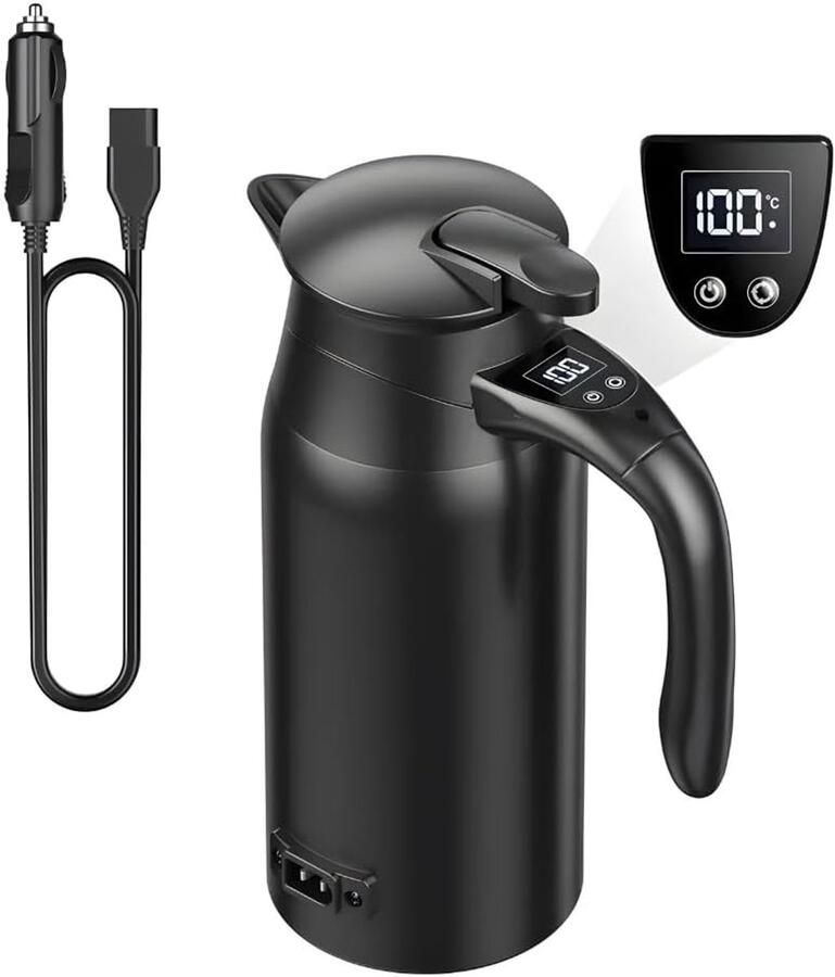 Auto Elektrische Waterkoker 800ml 304 Roestvrijstaal Digitaal Display Voor Reizen En Kamperen