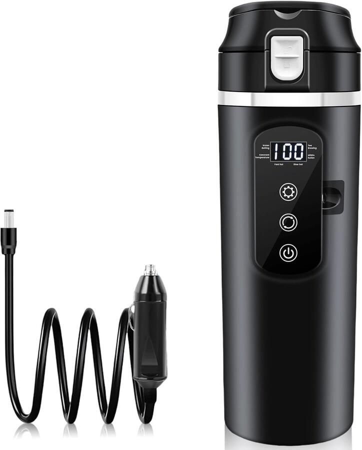 Auto waterkoker 12V 24V reiswaterkoker elektrische autobeker lekvrij met droogkookbeveiliging 500ml 250W