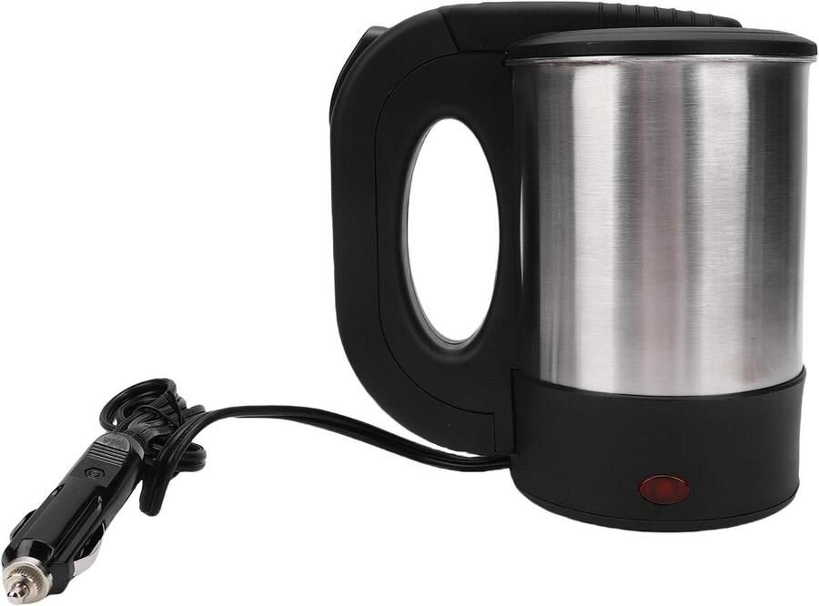 Auto Waterkoker Draagbare Boiler Reizen Kamperen 12V Aansluiting 500 ml Zilver Zwart