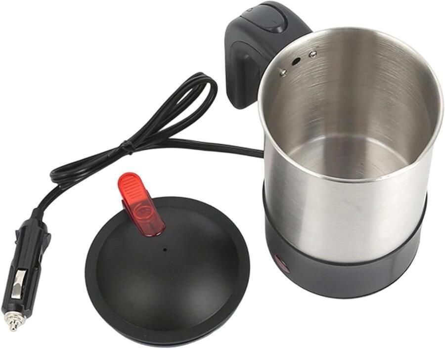 Auto Waterkoker Draagbare Ketel Reizen en Woon-werkverkeer Automatische Uitschakeling 18 x 15 x 12 cm Zilver