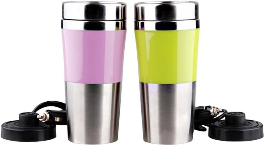 Auto Waterkoker Draagbare Thermoskan Reizen Onderweg Snel Koken 10 Min 350 ml Capaciteit Roze