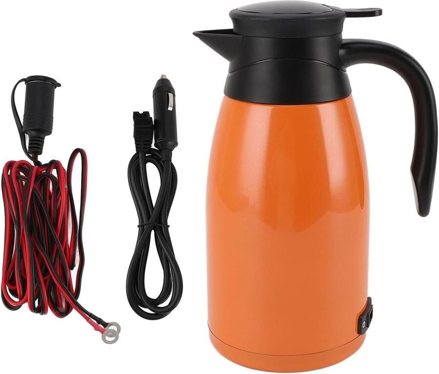 Auto Waterkoker Reis Boiler Drinken Maken Lekvrije Siliconenring 1400ml Capaciteit Oranje