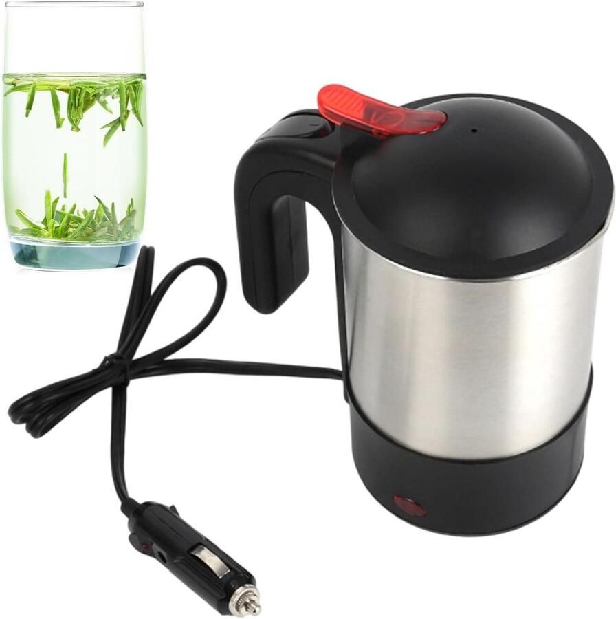 Auto Waterkoker Reis Kettle Warme Dranken Maken Oververhitting Bescherming 18x15x12 cm Zilver