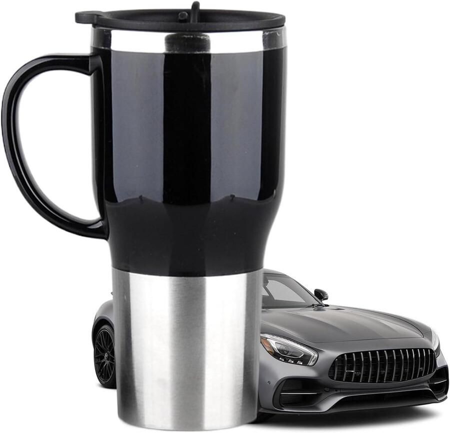 Auto Waterkoker Reis Mok Warme Drank Onderweg Met Handvat 450ml Zwart