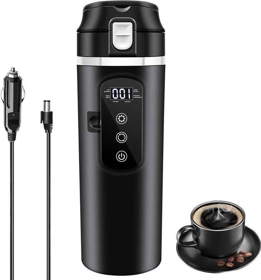 Auto Waterkoker Reis mok Warme dranken maken Variabele temperatuur 400ml Zwart
