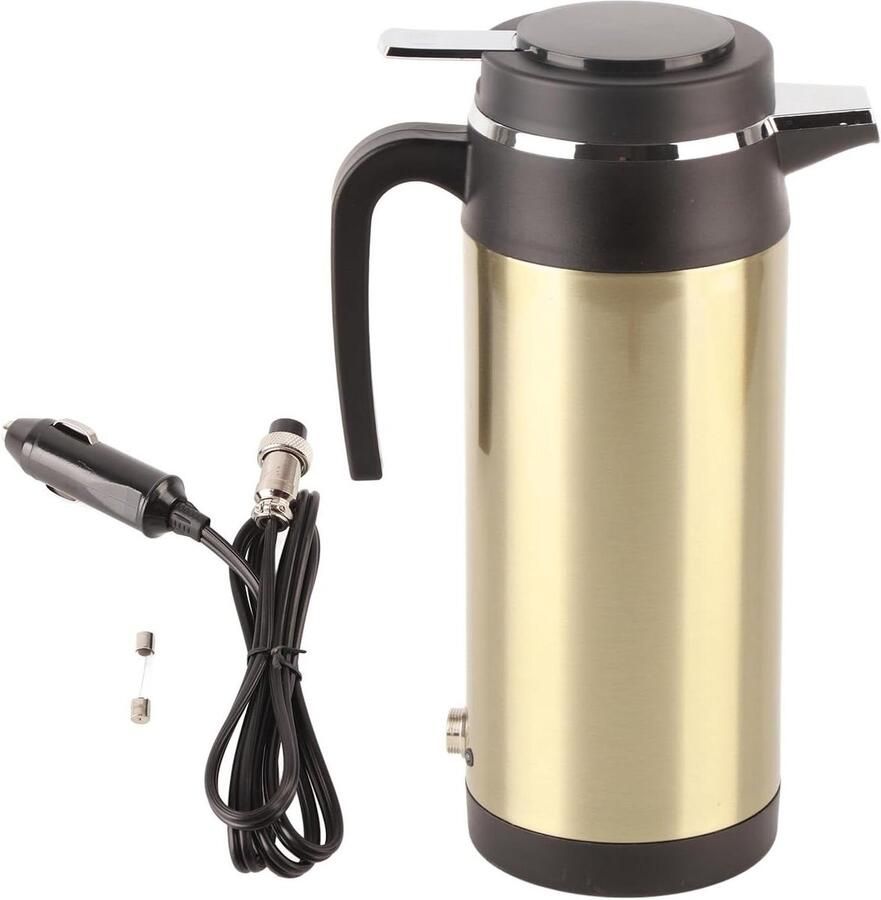 Auto Waterkoker Reis Thermoskan Warme Dranken Onderweg Vacuüm Isolatie 1200 ml Zilver Zwart