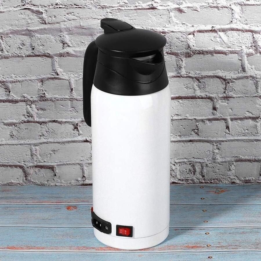 Auto Waterkoker Reis Waterkoker Onderweg Warme Drank Snelle Verwarming 800ml Capaciteit Wit