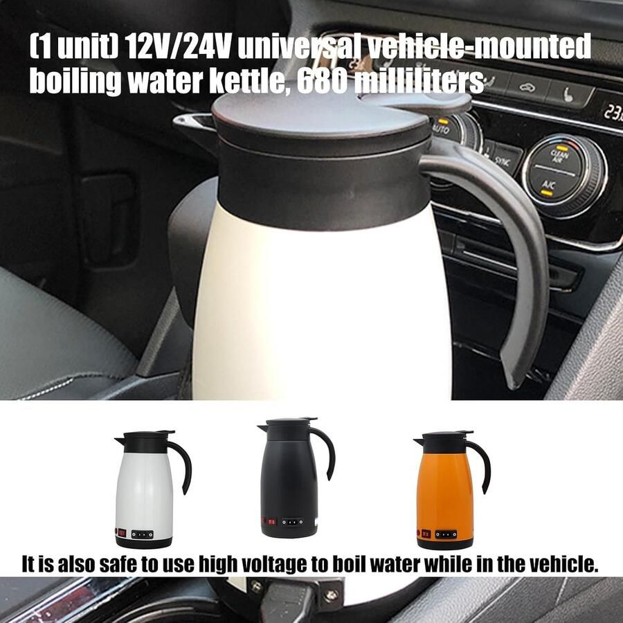 Auto Waterkoker Reis Waterkoker Onderweg Warme Dranken Snel Kokend Water 680 ml Wit - Foto 2