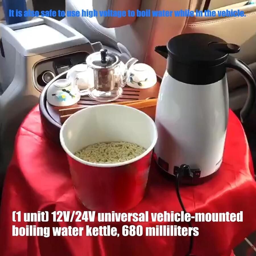 Auto Waterkoker Reis Waterkoker Onderweg Warme Dranken Snel Kokend Water 680 ml Wit