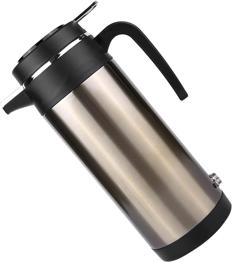 Auto Waterkoker Reisbeker Onderweg Water Koken Vacuüm Isolatie 1000 ml Zwart Goud