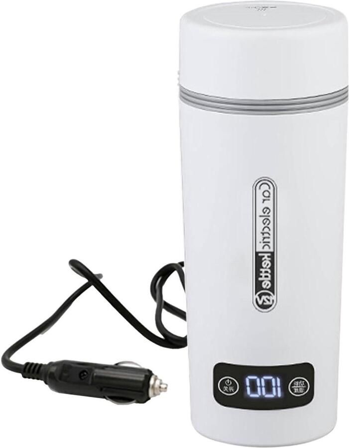 Auto Waterkoker Reisketel Verwarming Drinken Onderweg Intelligente Temperatuurregeling 450ml Wit