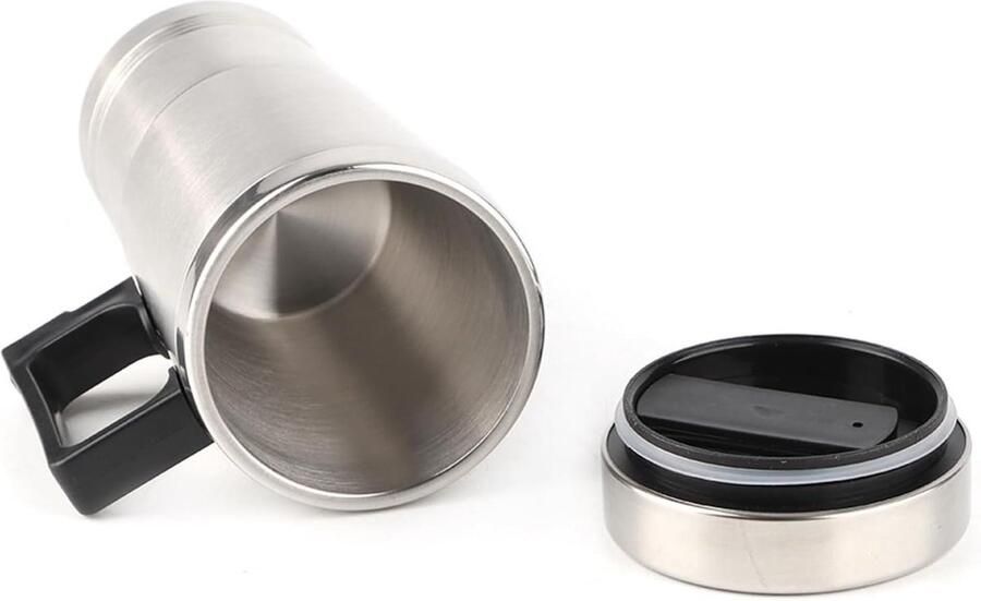 Auto Waterkoker Verwarming Cup Warme Dranken Onderweg Dubbele Capaciteit 350ML + 150ML Zilver