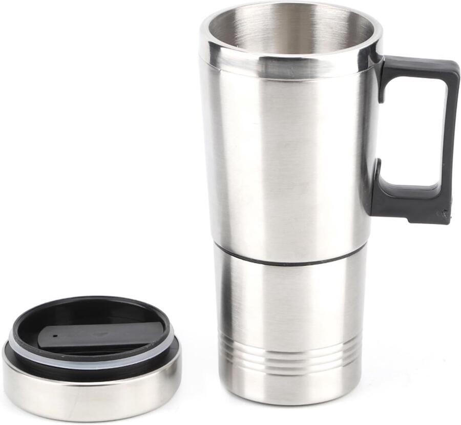 Auto Waterkoker Verwarmingsbeker Reizen met de auto Dubbele capaciteit 350ml + 150ml Zilver