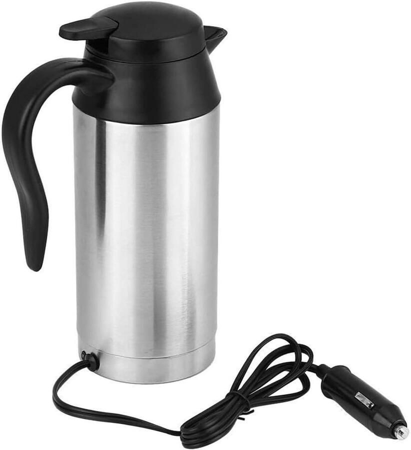 Auto Waterkoker Warm Water Cup Reizen 24V Stekker 750 ml Zilver