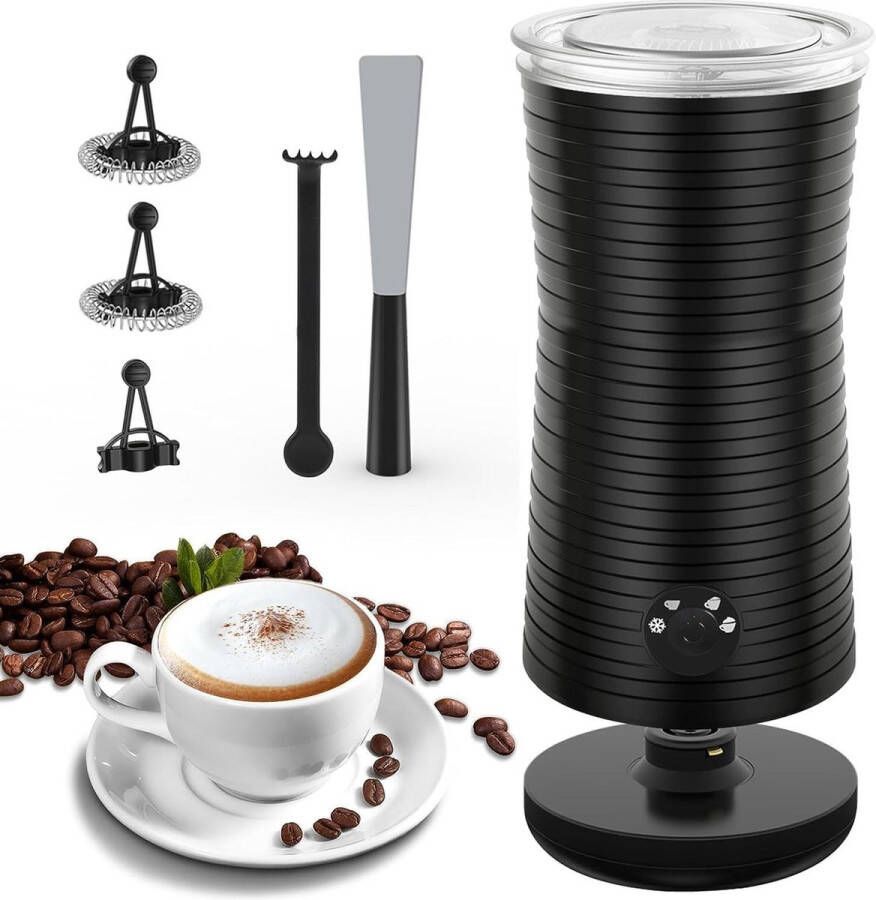 Automatic Milk Frother 4-in-1 400W Electric Milk Frother with Silicone Spoon 240ml Capacity Foam and Warm Milk Non-Stick Coating