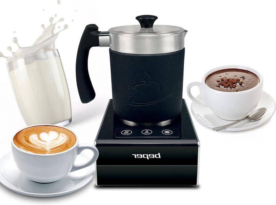 Automatic Milk Frother with Adjustable Temperatures and Removable Whips 650W Black Silver