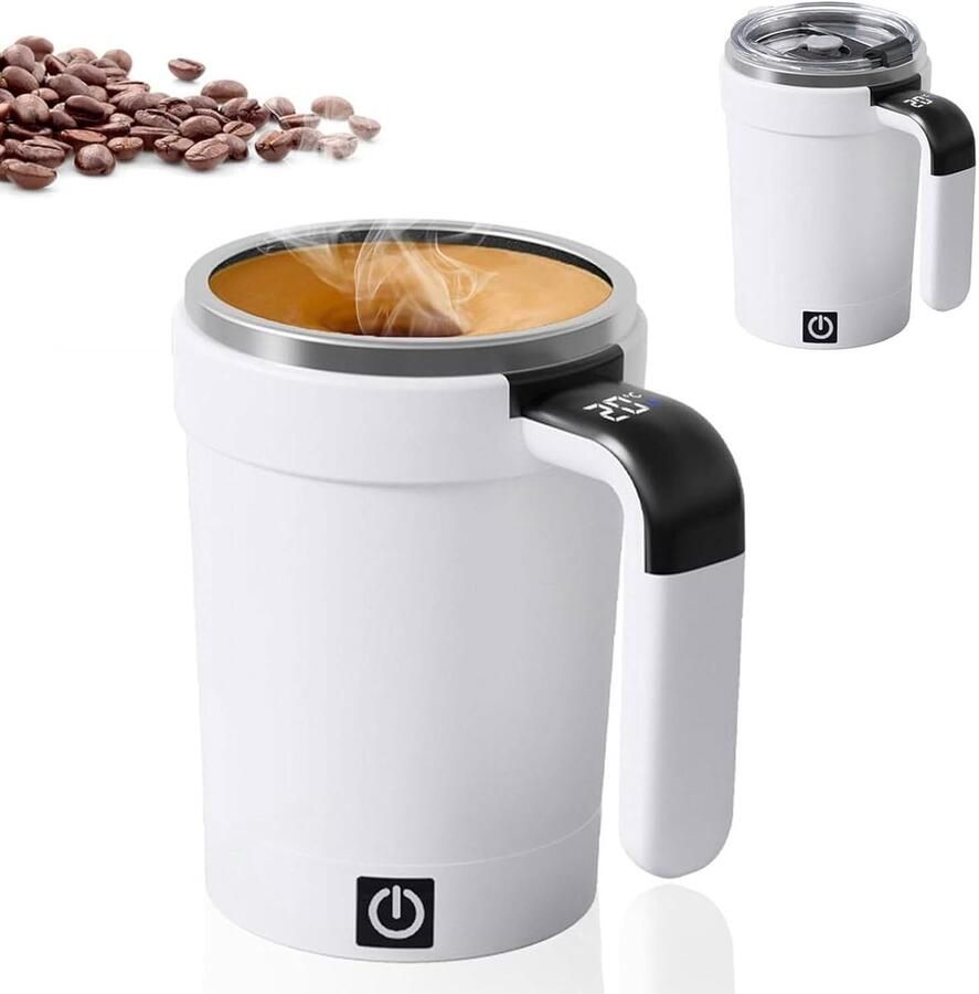Automatisch Roerende Mok Elektrische Mixer Mok Dranken Mengen Temperatuur Monitoring 380 ml Wit