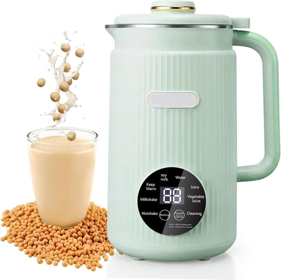 Automatische 8-in-1 Melkmaker voor Noten en Soja 1200 ml met Vertraagde Start Warmhoudfunctie en Zelfreiniging voor Amandelmelk Sojamelk en Sap