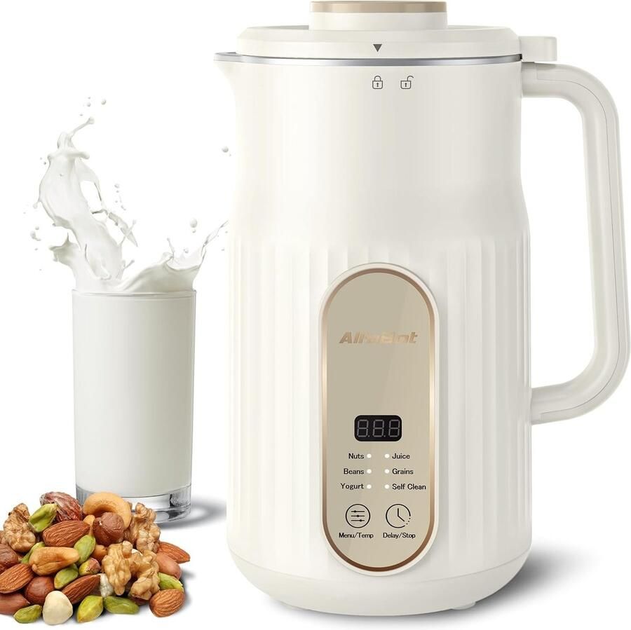 Lexium Store Kaasmaker Wit 1000 ml Automatische Amandelmelkmachine met Zelfreiniging Voor Plantaardige Melk en Yoghurt