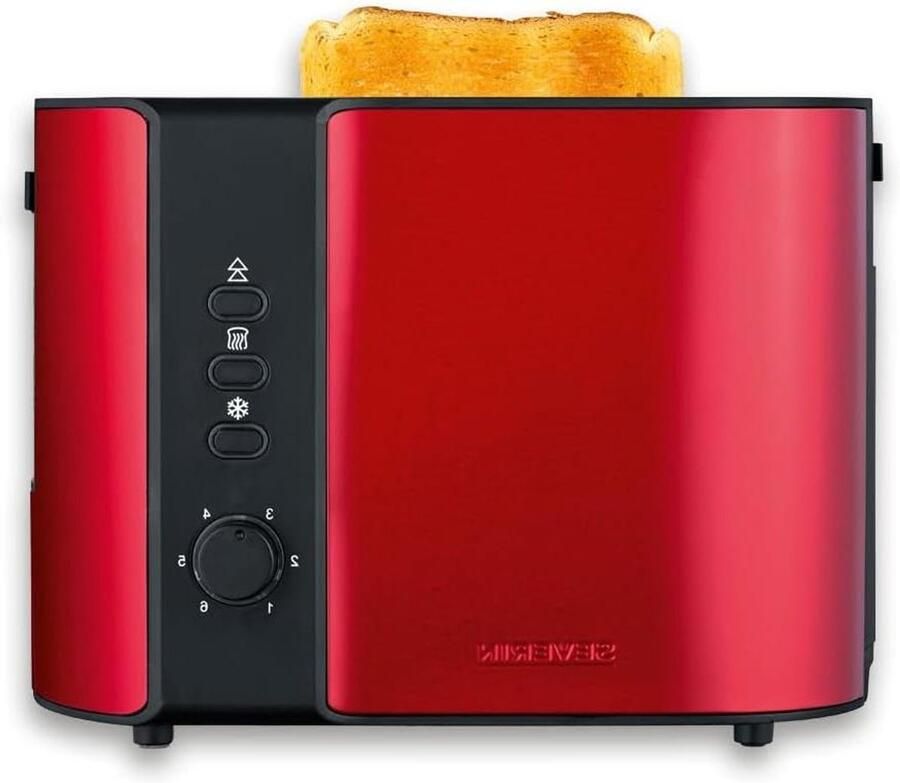 Automatische Broodrooster 2-Slaafs Broodrooster Ontbijt Bereiden Gelijkmatige Bruining 800 Watt Vuurrood Metallic